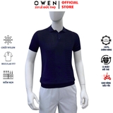 Áo Polo len ngắn tay Owen ALP251291N màu xanh tím than dáng suông regular fit chất liệu Rayon