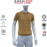 Áo Polo len ngắn tay Owen ALP251290N màu nâu nhạt dáng suông regular fit chất liệu Rayon