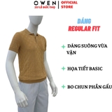 Áo Polo len ngắn tay Owen ALP251290N màu nâu nhạt dáng suông regular fit chất liệu Rayon