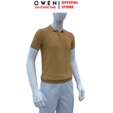 Áo Polo len ngắn tay Owen ALP251290N màu nâu nhạt dáng suông regular fit chất liệu Rayon