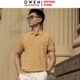 Áo Polo len ngắn tay Owen ALP251290N màu nâu nhạt dáng suông regular fit chất liệu Rayon