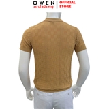 Áo Polo len ngắn tay Owen ALP251290N màu nâu nhạt dáng suông regular fit chất liệu Rayon