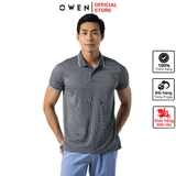 Áo Thun polo Nam Tay Ngắn Có Cổ Owen APT231215 màu xám kẻ sọc dáng body fit vải polyester