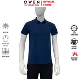 Áo thun polo Nam Tay Ngắn Có Cổ Owen APV253604 màu xanh dương dáng body fit tà bằng Chất liệu Nylon
