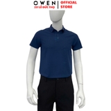 Áo thun polo Nam Tay Ngắn Có Cổ Owen APV253604 màu xanh dương dáng body fit tà bằng Chất liệu Nylon