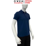 Áo thun polo Nam Tay Ngắn Có Cổ Owen APV253604 màu xanh dương dáng body fit tà bằng Chất liệu Nylon