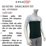 Áo thun polo Nam Tay Ngắn Có Cổ Owen APV253620 màu đen phối trắng dáng suông tà bằng xẻ tà chất liệu cotton