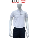 Áo thun polo Nam Tay Ngắn Có Cổ Owen APV253628 màu trắng in họa tiết dáng body fit tà bằng chất liệu CVC spandex