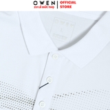 Áo thun polo Nam Tay Ngắn Có Cổ Owen APV253628 màu trắng in họa tiết dáng body fit tà bằng chất liệu CVC spandex