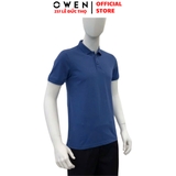 Áo thun polo Nam Tay Ngắn Có Cổ Owen APV253640 màu xanh dương dáng body fit tà bằng chất liệu CVC spandex