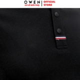 Áo thun polo Nam Tay Ngắn Có Cổ Owen APV253650 màu đen dáng body fit tà bằng chất liệu Nylon