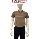 Áo thun polo Nam Tay Ngắn Có Cổ Owen APV253651 màu nâu dáng body fit tà bằng chất liệu Nylon