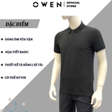 Áo Thun polo Nam Tay Ngắn Có Cổ Owen APV233174 màu đen trơn dáng Body fit chất liệu CVC Spandex