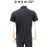 Áo Thun polo Nam Tay Ngắn Có Cổ Owen APV233174 màu đen trơn dáng Body fit chất liệu CVC Spandex