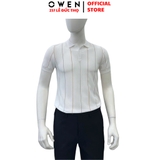 Áo Polo len ngắn tay Owen ALP251307N màu trắng dáng suông regular fit chất liệu Rayon