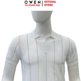 Áo Polo len ngắn tay Owen ALP251307N màu trắng dáng suông regular fit chất liệu Rayon