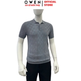 Áo Polo len ngắn tay Owen APL251308N màu xám đậm dáng suông regular fit chất liệu Rayon