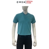Áo Thun polo Nam Tay Ngắn Có Cổ Owen APV253614 màu xanh bạc hà dáng suông body fit tà bằng chất liệu cotton