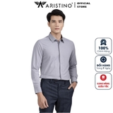 Áo Sơ Mi Nam Dài Tay Aristino ALS10402 Màu xám Solid dobby Dáng Slim Fit Vải Sợi Tre