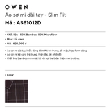 Áo Sơ Mi Nam Tay Dài Owen AS61012D Màu Nâu Café Caro Trắng Đen Kiểu Dáng Slim Fit - Không túi Chất Liệu Sợi Tre