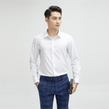 Áo Sơ Mi Trắng Dài Tay Nam Aristino ALSR18 Màu Trắng Trơn Vải Micro Polyester Dáng Slim Fit Tà Lượn Không Túi Ngực