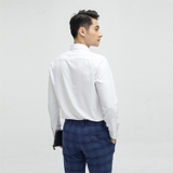 Áo Sơ Mi Trắng Dài Tay Nam Aristino ALSR18 Màu Trắng Trơn Vải Micro Polyester Dáng Slim Fit Tà Lượn Không Túi Ngực