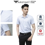 Áo Sơ Mi Nam Ngắn Tay Aristino ASS161S1 Màu Trắng In Quả Ớt Vải Sợi Sồi Dáng Slim Fit Tà Lượn Không Túi