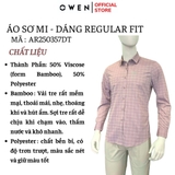 Áo sơ mi nam tay dài Owen AR250357DT màu hồng đậm kẻ caro dáng suông regular fit tà lượn có túi chất liệu bamboo poly