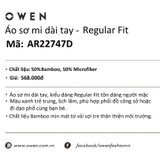 Áo Sơ Mi Nam Tay Dài Owen AR22747D Màu Kẻ Caro Xanh Đậm Dáng Regular Fit - Không túi Chất Liệu Sợi Tre