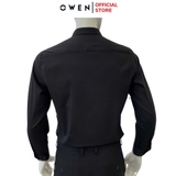 Áo sơ mi nam tay ngắn Owen AR250010DT màu đen dáng suông regular fit tà lượn có túi chất liệu Modal