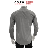 Áo Sơ Mi Nam Tay Dài Owen AS230557D màu dobby xám dáng slim fit tà lượn không túi chất liệu sợi tre