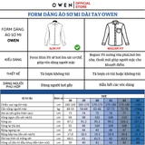 Áo Sơ Mi Nam Tay Dài Owen AS240501D màu xanh đậm kẻ caro dáng ôm slim fit tà lượn không túi chất liệu bambo poly