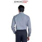 Áo sơ mi nam tay dài Owen AS250012D màu xanh xám dáng ôm slim fit tà lượn không túi chất liệu Modal