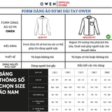 Áo Sơ Mi Nam Tay Dài Owen AJ240637DT màu xanh đậm kẻ caro Dáng J - form suông rộng tà lượn có túi ngực chất liệu Café Charcoal dày dặn