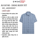 Áo sơ mi nam tay ngắn Owen AB250053NT màu xanh kẻ caro dáng suông body fit tà lượn có túi Chất liệu Knit