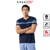 Áo Thun Nam Tay Ngắn Không Cổ Owen TSN231434 màu navy dáng body fit vải cotton modal