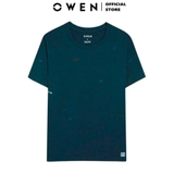 Áo Thun Nam Tay Ngắn Không Cổ Owen TSN233249 màu xanh đen dáng suông tà bằng cổ tròn chất liệu cotton modal