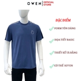 Áo Thun Nam Tay Ngắn Không Cổ Owen TSN253668 màu xanh dương dáng body fit tà bằng cổ tròn chất liệu cotton