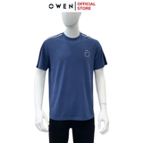 Áo Thun Nam Tay Ngắn Không Cổ Owen TSN253668 màu xanh dương dáng body fit tà bằng cổ tròn chất liệu cotton