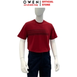Áo Thun Nam Tay Ngắn Không Cổ Owen TSN253669 màu đỏ đậm dáng suông tà bằng cổ tròn chất liệu cotton
