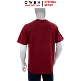Áo Thun Nam Tay Ngắn Không Cổ Owen TSN253669 màu đỏ đậm dáng suông tà bằng cổ tròn chất liệu cotton