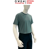 Áo Thun Nam Tay Ngắn Không Cổ Owen TSN253670 màu xanh dáng suông tà bằng cổ tròn chất liệu cotton