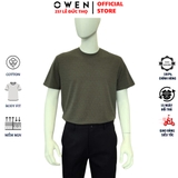 Áo Thun Nam Tay Ngắn Không Cổ Owen TSN253674 màu rêu dáng body fit tà bằng Chất liệu CVC Spandex