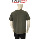 Áo Thun Nam Tay Ngắn Không Cổ Owen TSN253674 màu rêu dáng body fit tà bằng Chất liệu CVC Spandex