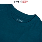 Áo Thun Nam Tay Ngắn Không Cổ Owen TSN253675 màu xanh cổ vịt dáng relax fit cổ tròn chất liệu cotton modal