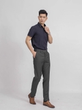 Áo Sơ Mi Nam Tay Ngắn Aristino ASS035S9 Màu Xanh Tím Than In Lá Dáng Slim Fit Vải Sợi Tre