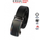 Thắt Lưng Nam Owen BELT232611 dây da màu đen sần Mặt Khóa Trượt Tự Động chất liệu da PU