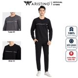 Bộ đồ thun thu đông Aristino ALH011W2 Màu Đen 12, Xám 69