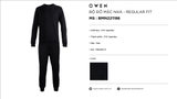 Bộ mặc nhà OWEN BMN221186 Màu đen trơn Dáng Regular Fit áo cổ tròn quần cạp chun CVC Spandex