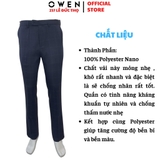 Quần Tây Nam Owen QRT242821 màu xanh navy kẻ dáng suông regular fit cạp tăng đơ Chất liệu nano